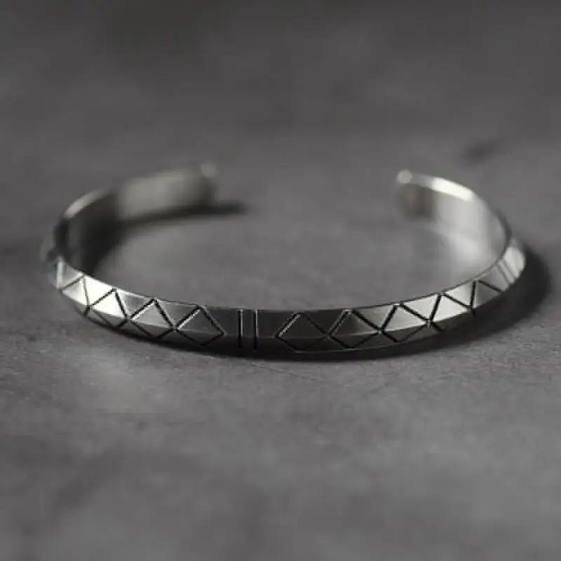 Half-Fold Square Open Bangle Bracelet Geometric Classic Punk Shape for Men Women Everyday Go Out Jewelry