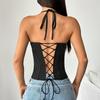 Europe and the United States hot-selling women's clothing Spice Girls fish bone chest waist niche vest striped splicing contrasting bra women