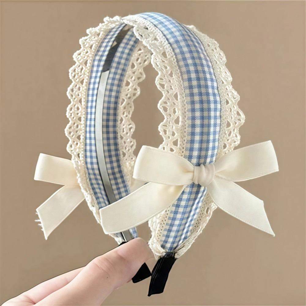 

Non-slip Lace Bow Headband Elegant Hair Hoop Korean Fairy Headwear For Women Girls Makeup