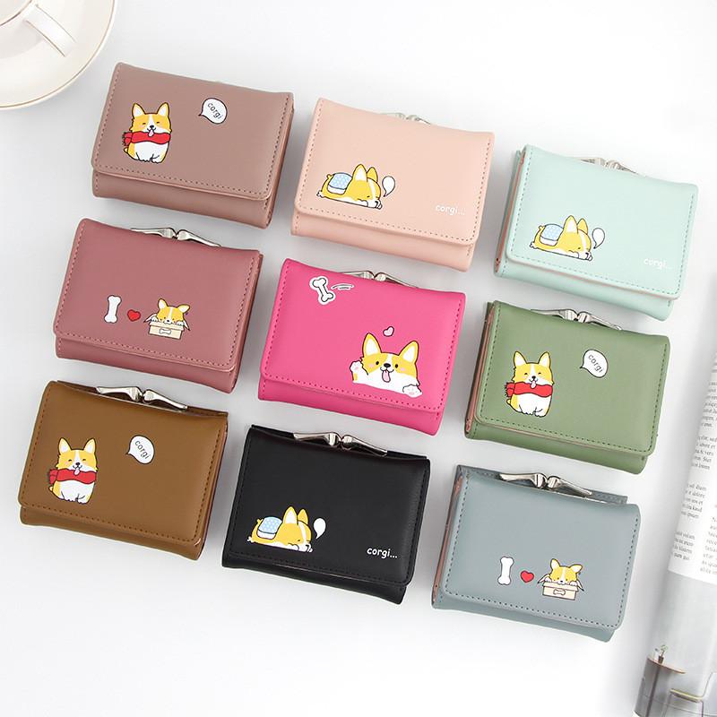 Cartoon Ladies Wallet Pu Cardholder Short Style With Print For Daily Use