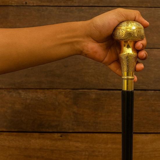 Handcrafted Brass Handle Walking Cane Detachable Wooden Walking Stick