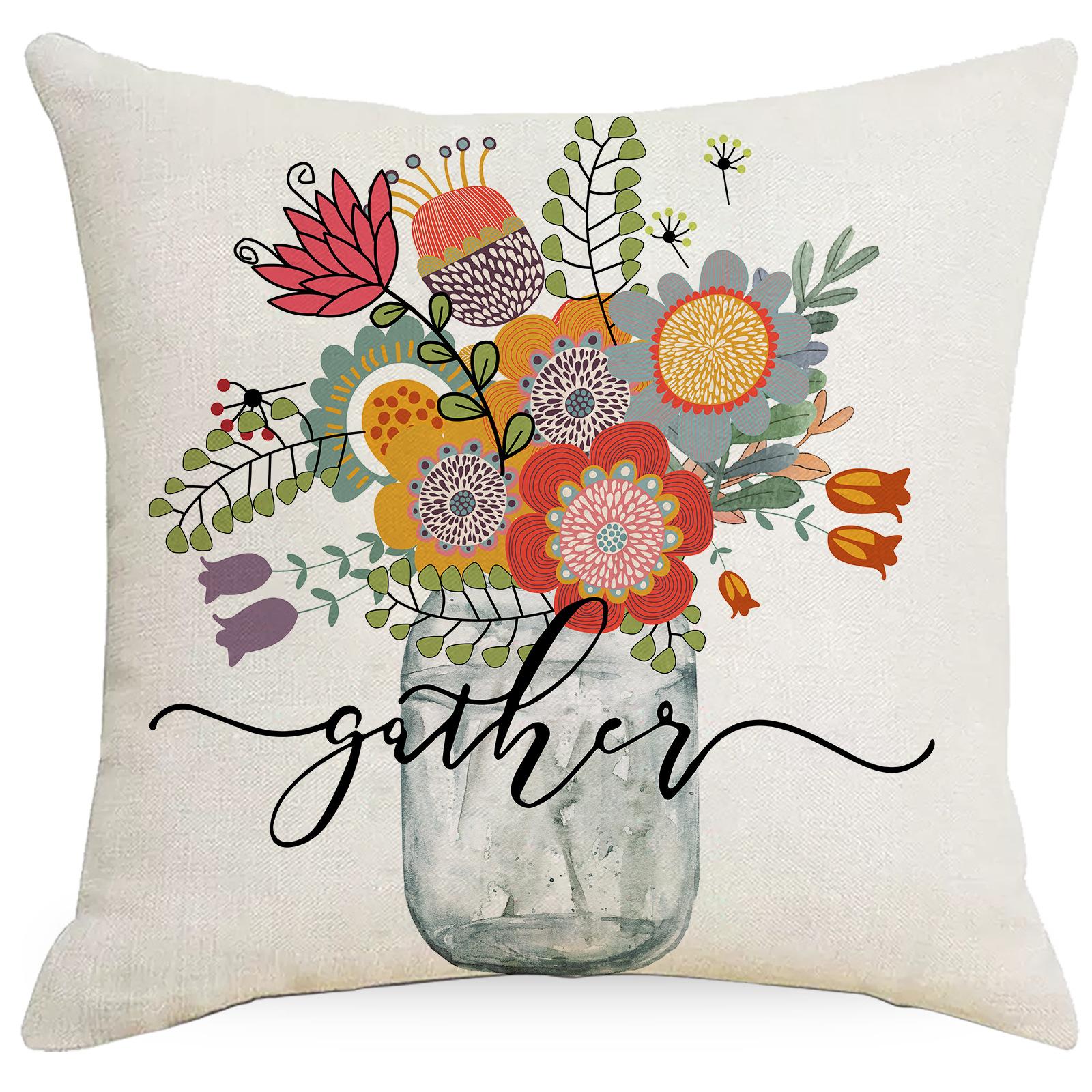 

Новая весенне-летняя наволочка из льна с цветочным принтом, домашняя наволочка для дивана 45 * 45Cm without pillow core