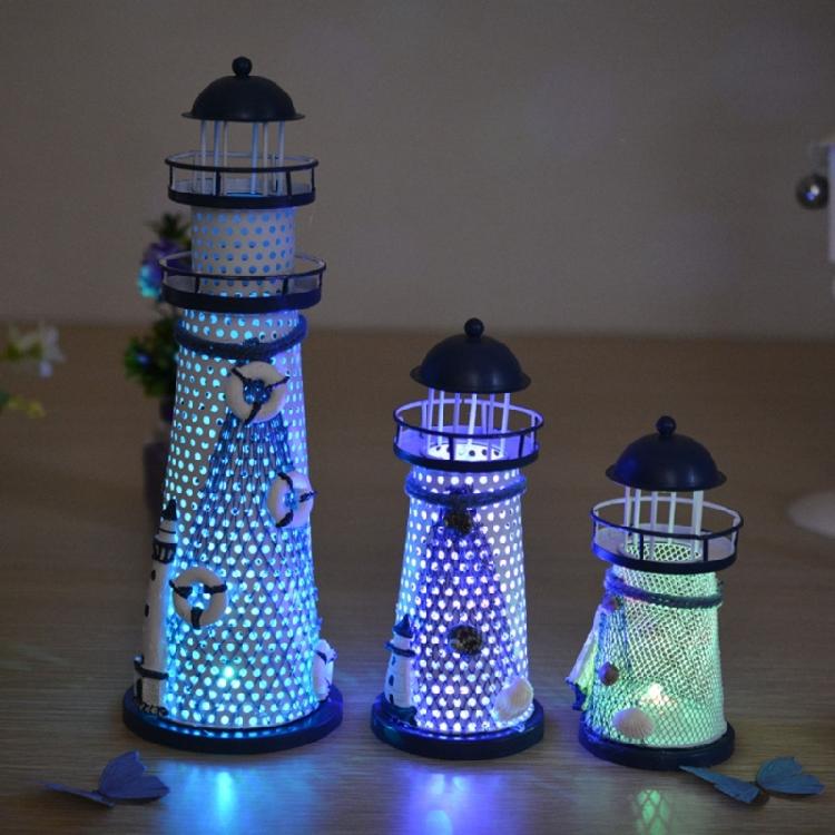 Lighthouse Metal Table Lamp Night Light Outdoor Décor Lawn and Garden Decor