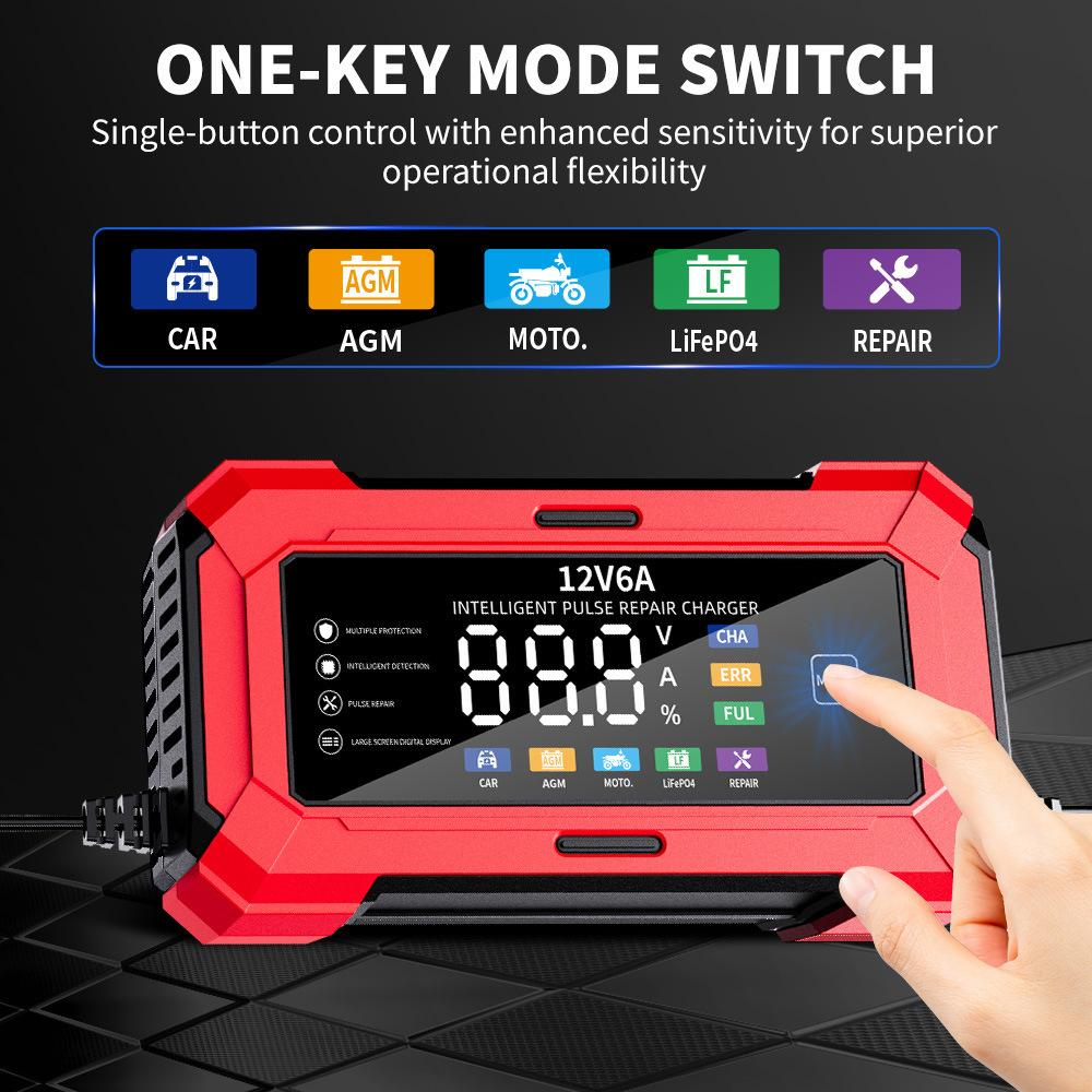 12V6A Car Battery Charger Motorcycle Battery Charger Smart Automatic Battery Charger