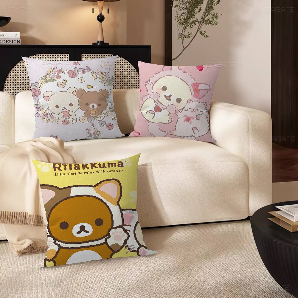 Japan Anime Cute Cartoon R-Rilakkuma Cushion Cover Inches Farmhouse Decor Home Throw Pillow Covers For Couch Decorations
