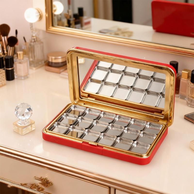 Cosmetic Storage Box With Strong Magnetic To Secure Eyeshadow Blush Highlighter Portable