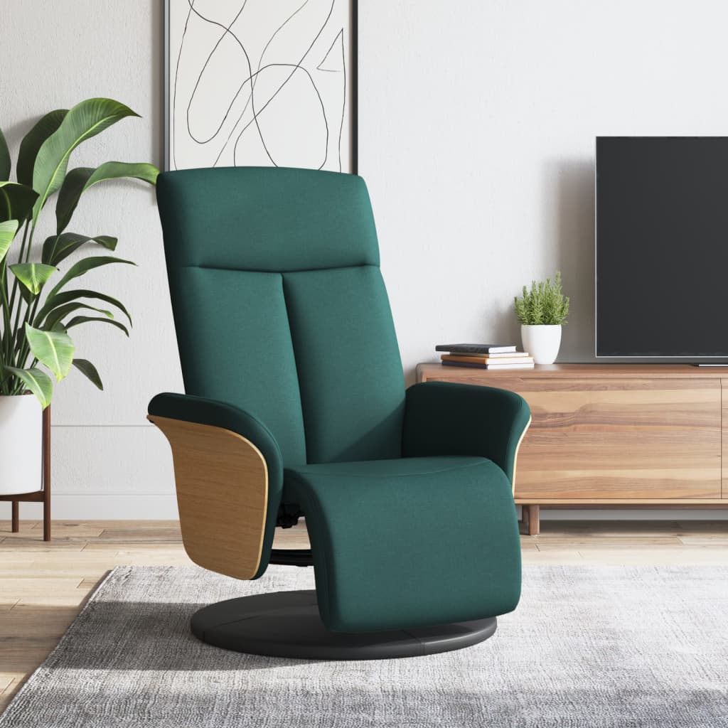 Recliner with Footrest Dark Green Fabric