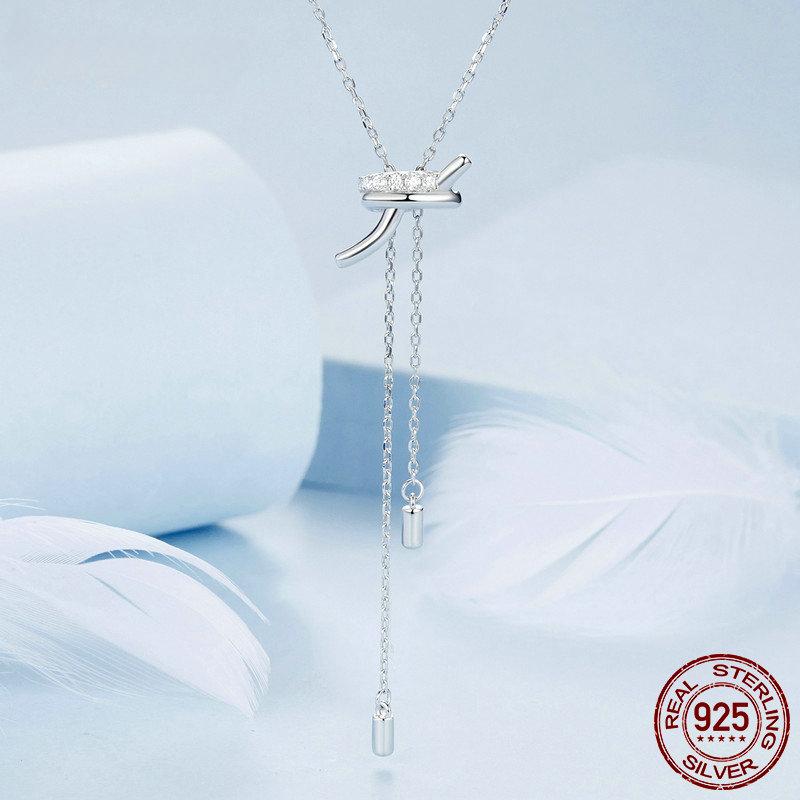 S925 Sterling Silver Adjustable Knots Pendant Necklace Y Shape Neck Chain for Women Original Design Trendy Jewelry Gift