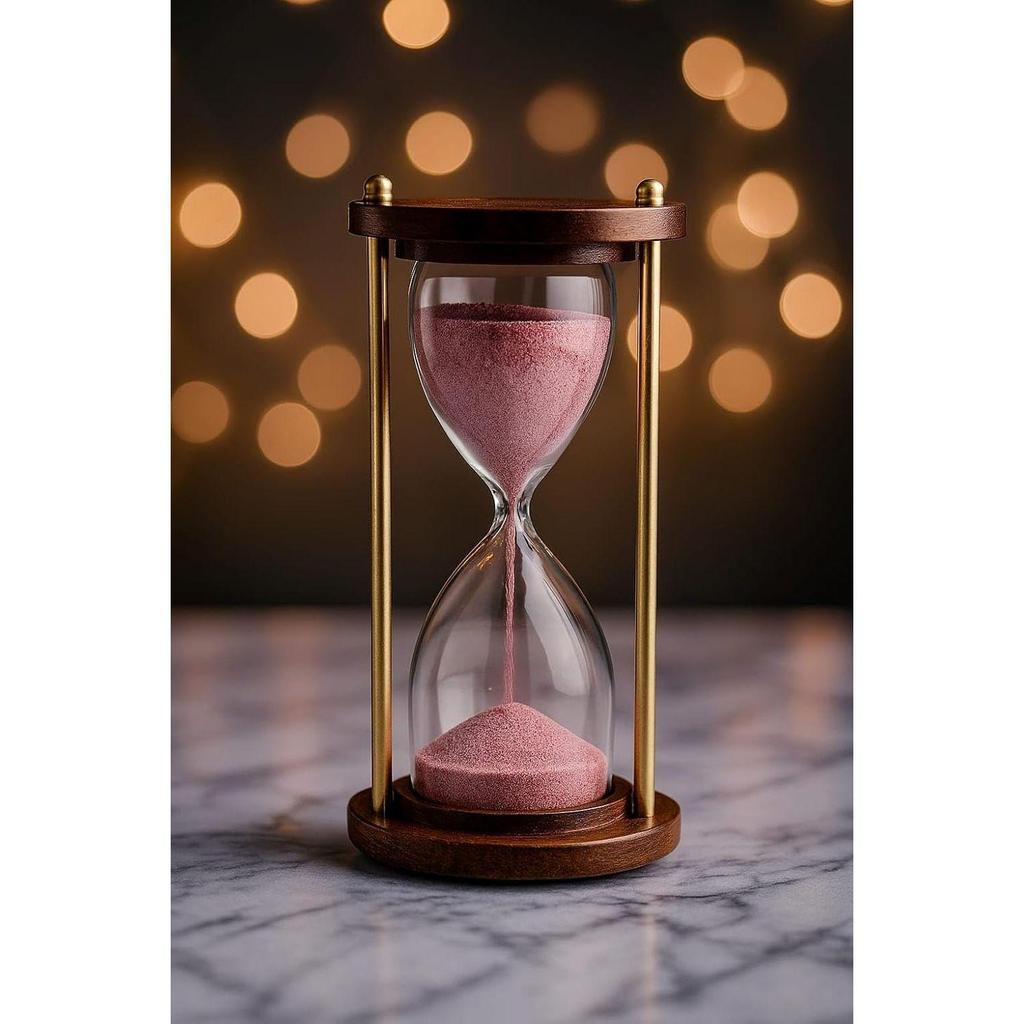 Wooden and Brass 5 Minutes Sand Timer Hour Glass Clock Home Decor Ideal for Exercise, Tea Making, Study Table Decor