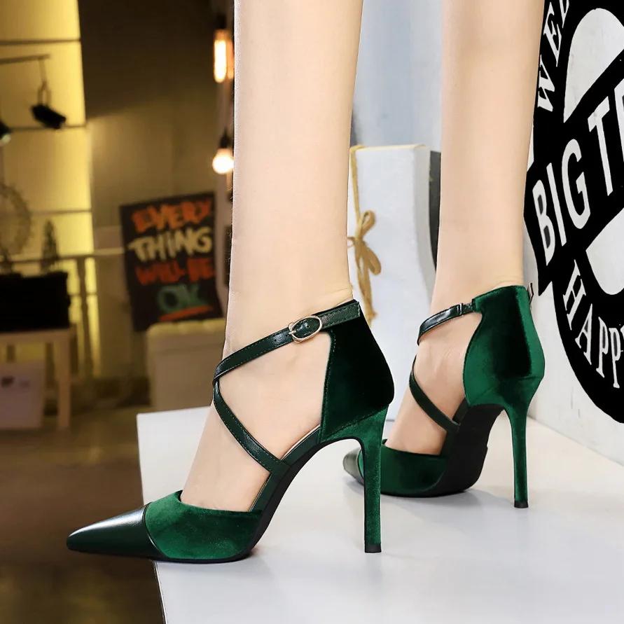 Summer Sandals Women 9 Cm Heels Hollow Cross Strap Heeled Sandals BIGTREE Shoes Women Pumps Stilettos Lady Shoes Large Size 43