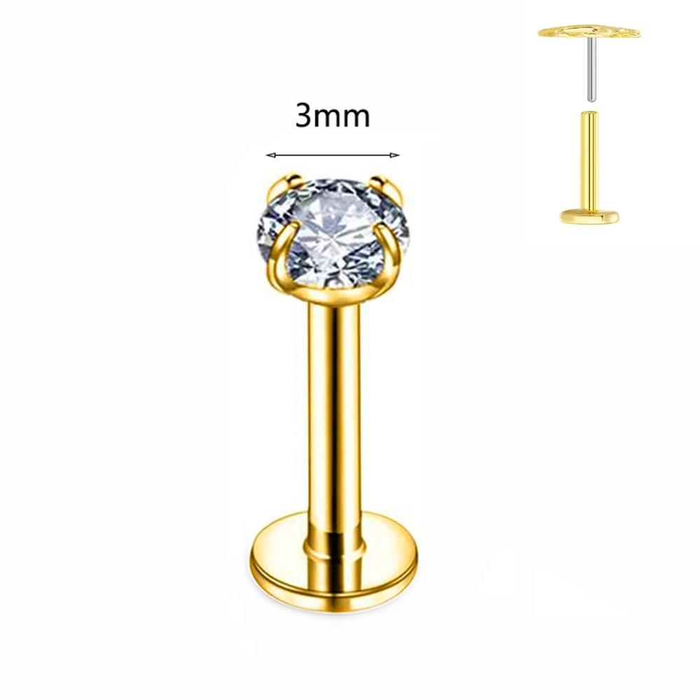 ASTM F136 G23 Titanium Labret Piercing Starfish Earring Stud Bee Leaf Push In CZ Threadless Cartilage 16/18/20G Body Jewelry