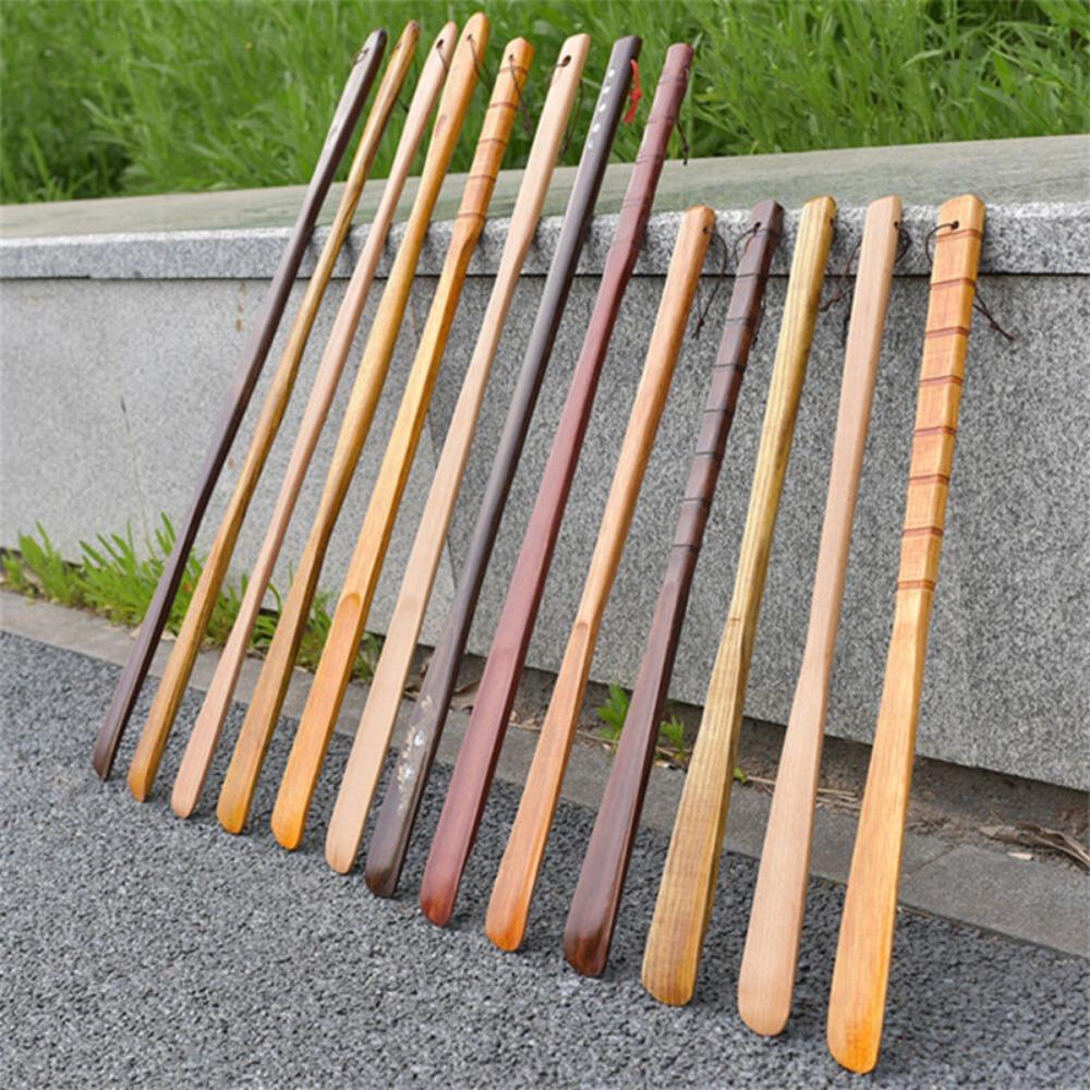 Tragbarer Holzschuhlöffel Einfaches An- und Ausziehen Langer Griff Aufhängeschlaufe Ohne Bücken Schuhlöffel für Senioren Schwangere Frauen