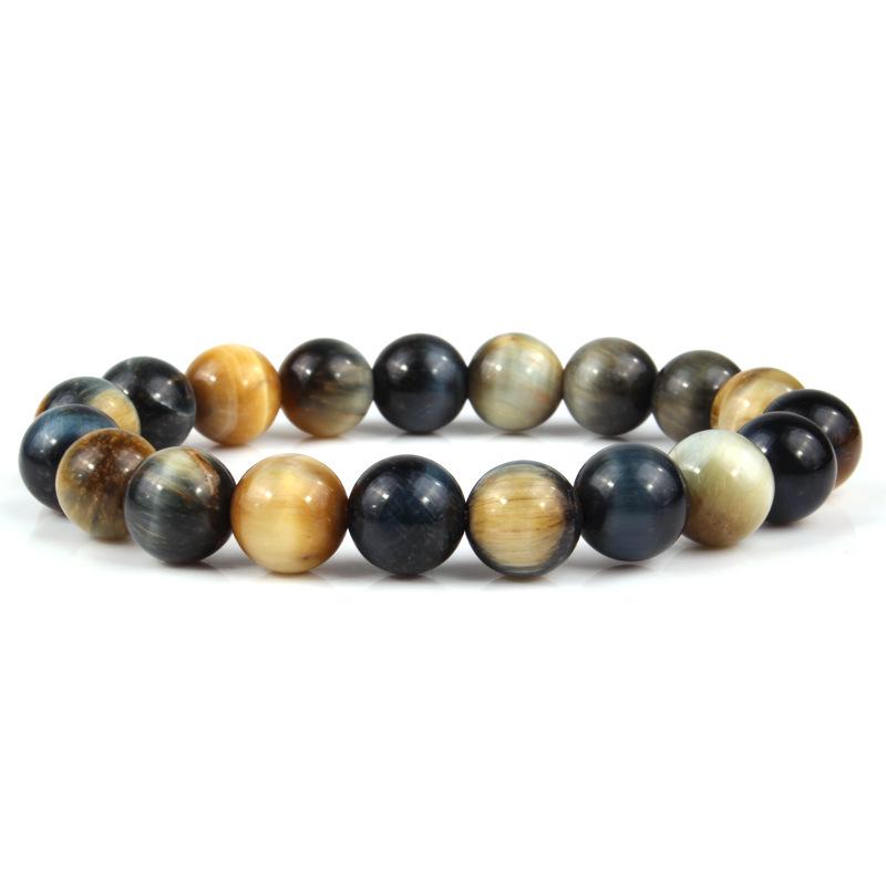 Natural 3A Tiger Eye Stone Bracelet - Colored Buddhist Prayer Beads Handcrafted Jewelry