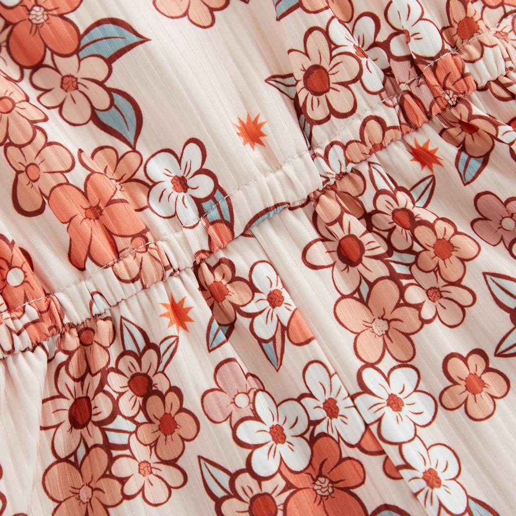 Toddler Baby Girl Summer Jumpsuit, Cartoon Flower Print Sleeveless Sling Tie-Up Shorts Romper