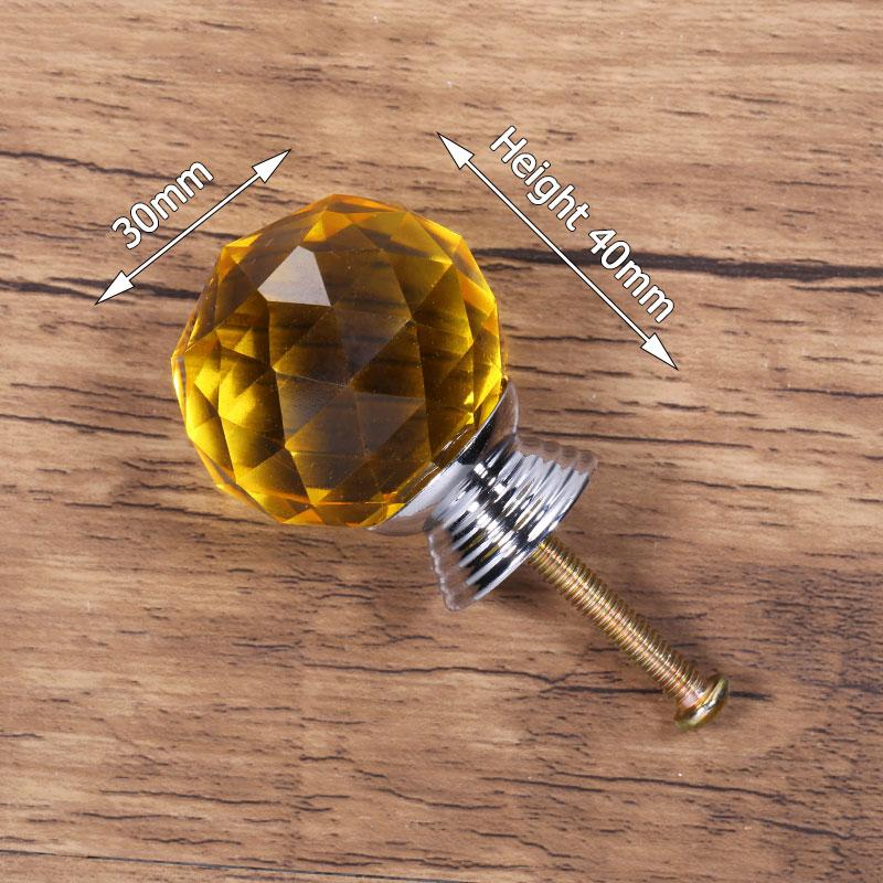 KAK 30mm Crystal Glass Knobs Cabinet Handles Colorful Crystal Ball Cupboard Pulls Drawer Knobs Kitchen Furniture Handle Hardware