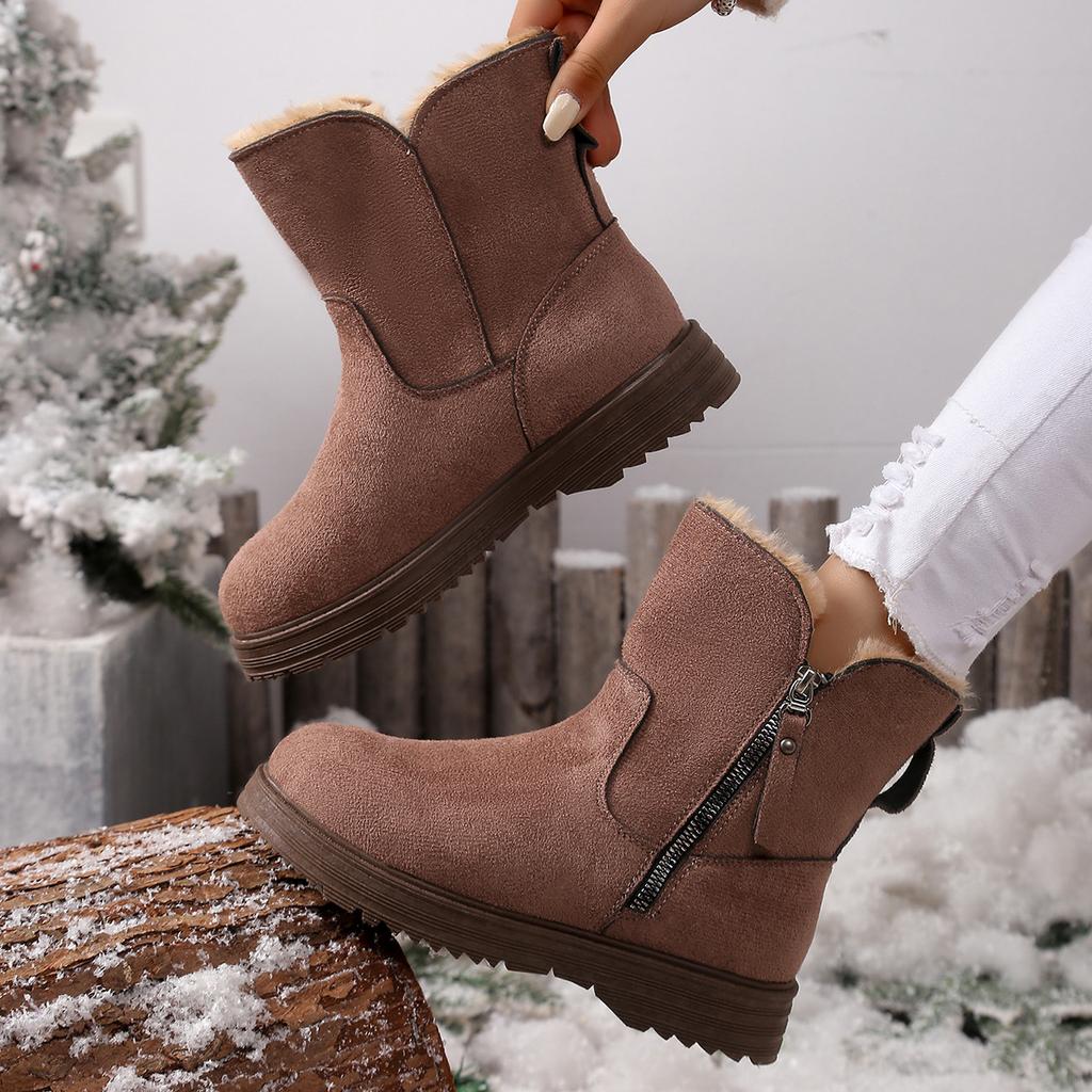 Fashion Snow Boots Women's Winter New 2025 Korean Edition with Velvet Warm Cotton Shoes Women's Boots