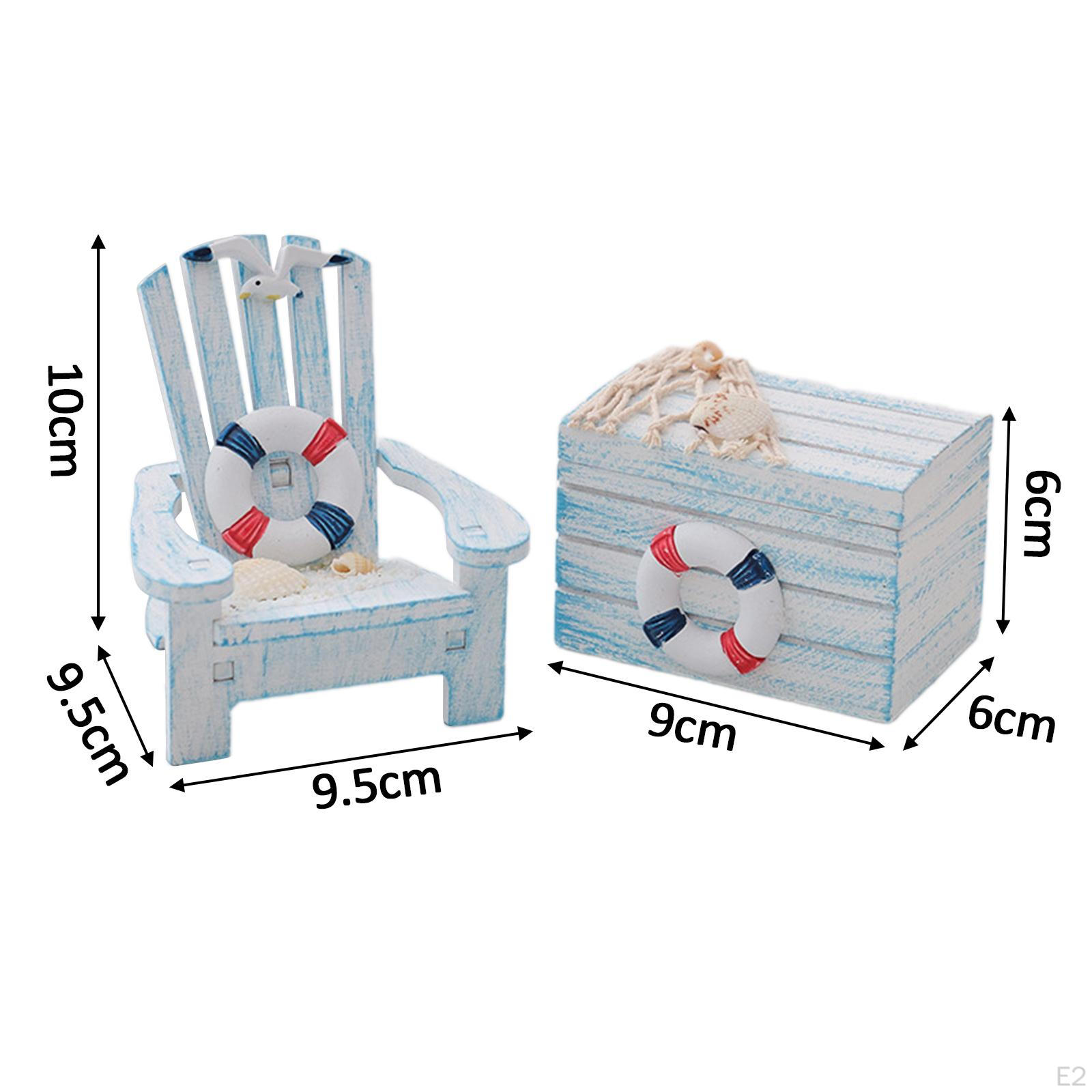2 мини-миниатюрных стула и сундука в морской тематике — фото 4