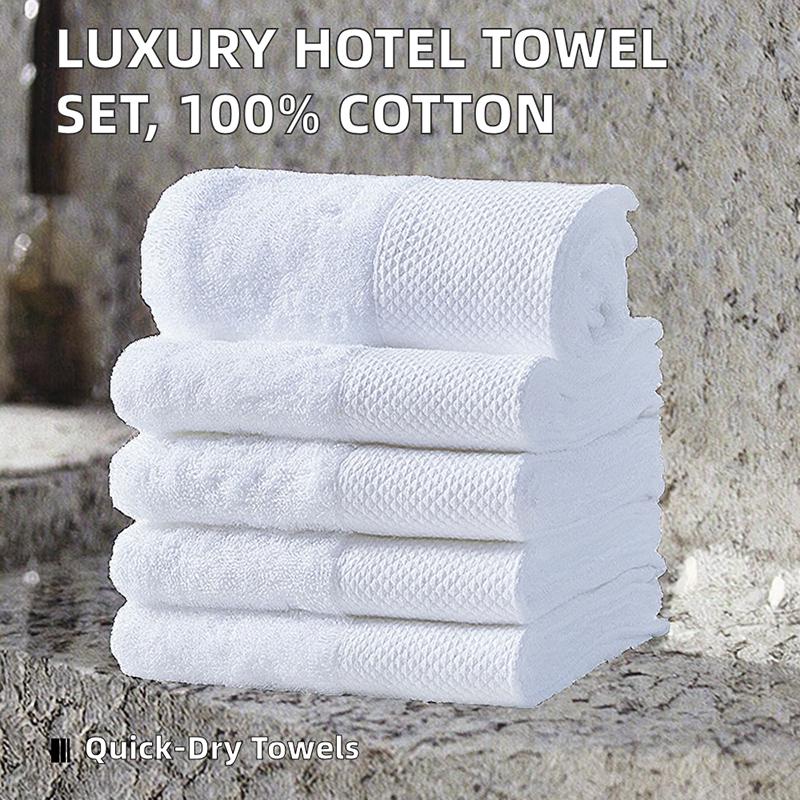 Five-Star Hotel Quality Pure Cotton Bath Towel Thickened Oversized Solid White Color Knitted Washcloths for Swimming Bathing
