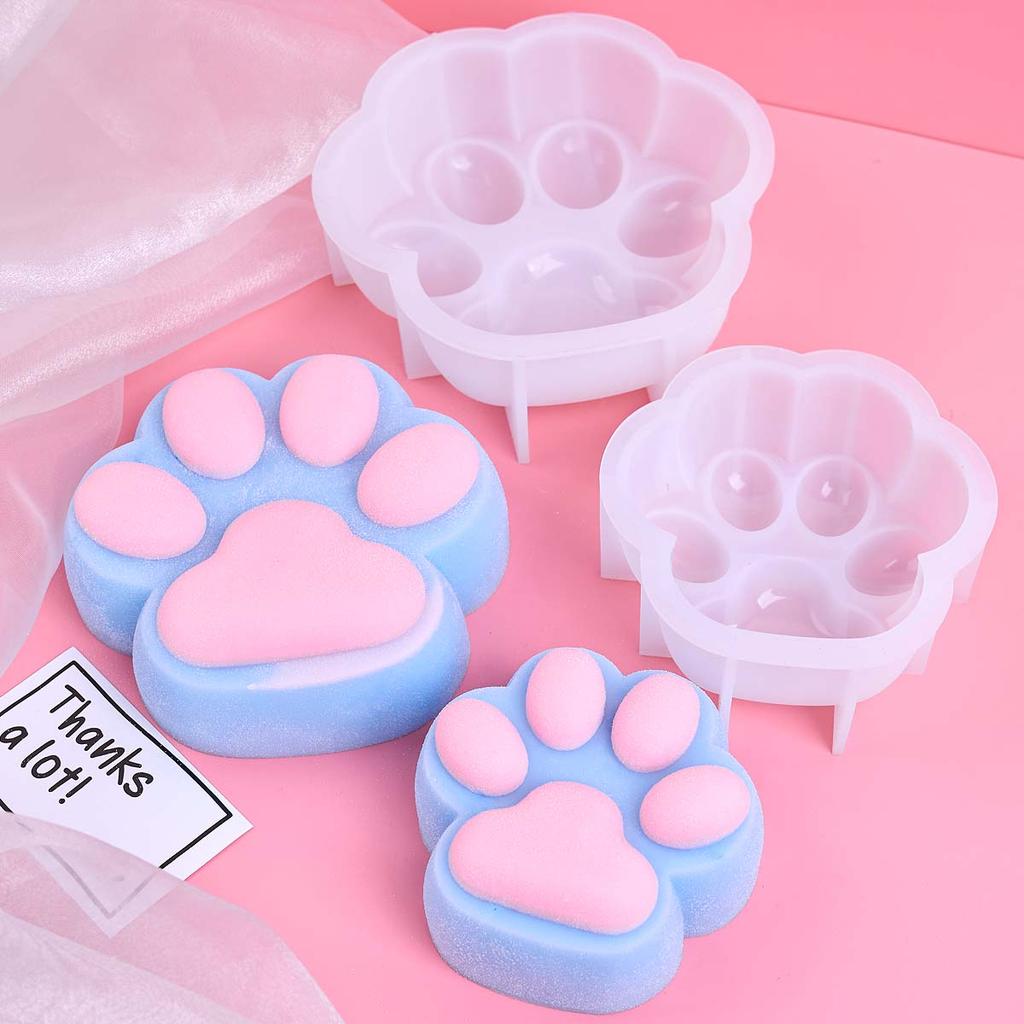 Large Cute Cat Paw Squishy Squeeze Toys Silicone Mold DIY Scented Candle Soap Molds Plaster Resin Craft Gift Making Accessories