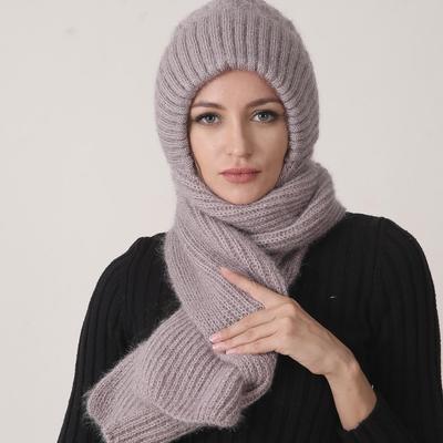 Winter Warm Knitted Thick Scarf Hats for Women Outdoor High Elastic Wind Hat
