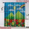 2D flat printing 2pcs Curtain Window Treatment Curtains Spring Rainbow Meadow Digital Printed Polyester Drapes Family Party for