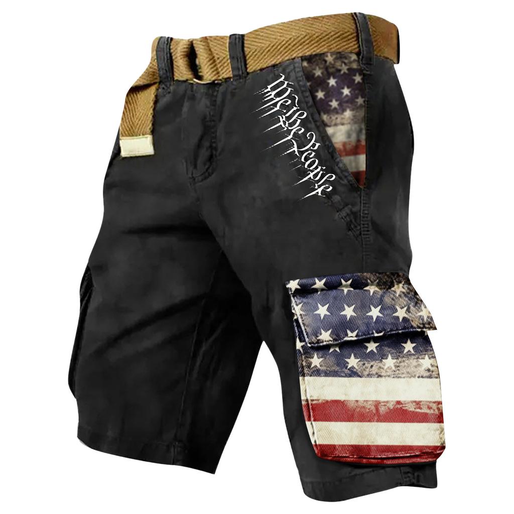 Men's Summer Printed Outdoor Shorts Men's Loose Multi-Pocket Shorts