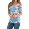 Women's Summer Printing Short Sleeve Strappy Cold Shoulder T-Shirt Tops Blouses