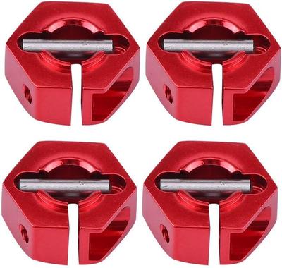 4Pcs 12mm Hex Wheel Hub Adapters – Universal for 1/10 RC Cars HSP Sakura – 5mm Height, Red