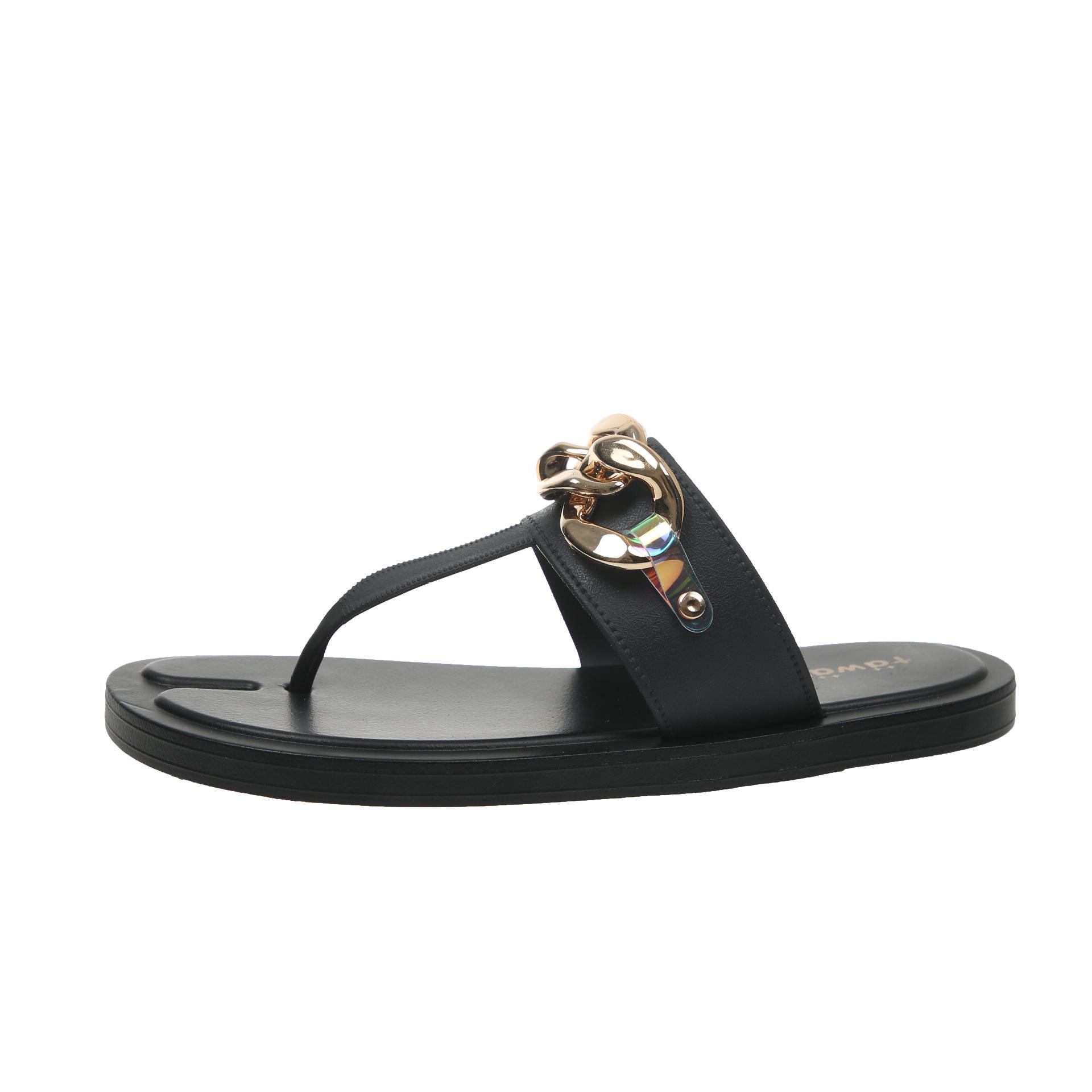 

Женские новые тапочки Летние Т-образные шлепанцы Плоские тапочки Модные домашние и уличные модные модные удобные 40 чёрный