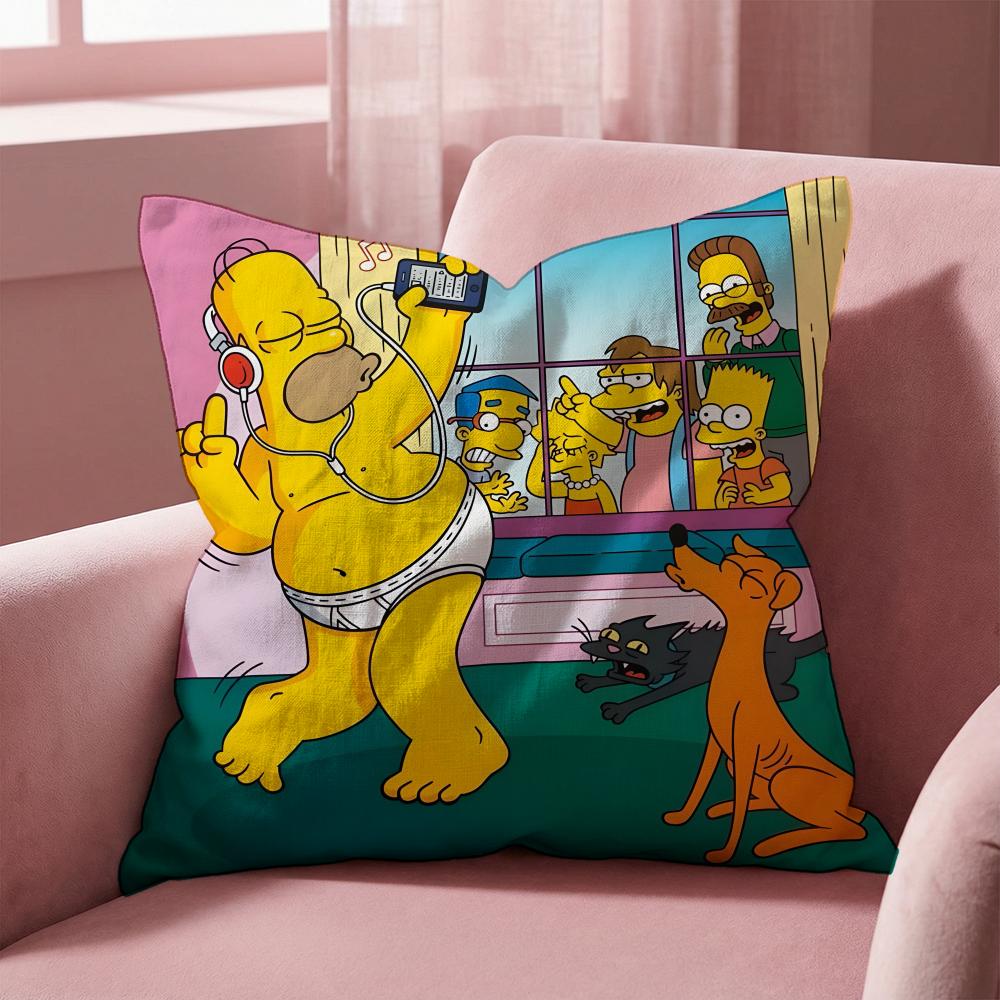 T-The Simpsons CARTOON Cushion Cover Multi-Scene Pillow Cover for Home & Car - Reversible, Soft & Durable for Daily Use