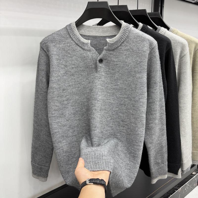 

2025 Autumn Men s Casual High-end Round Neck Knitwear Sweater M - Weight 100-115 темно-сірий