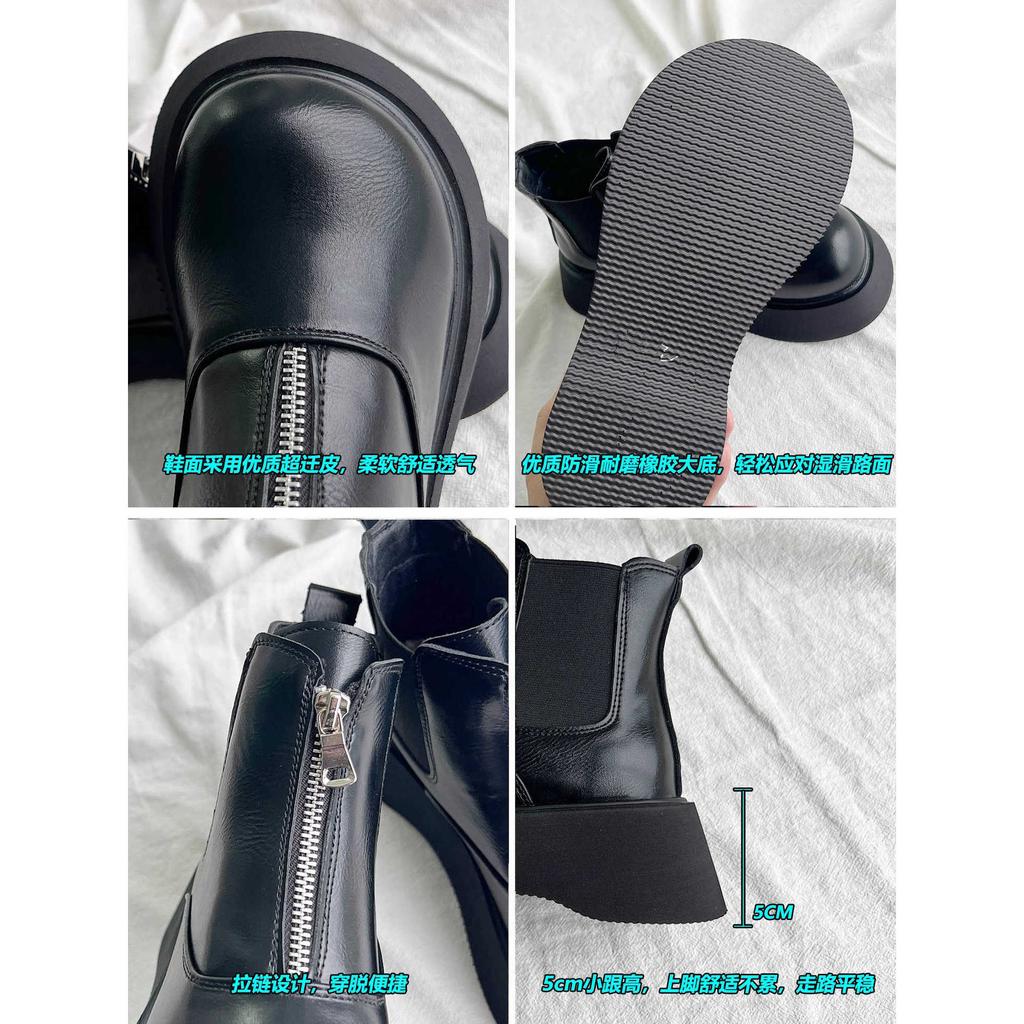 Thick-soled Martin boots women's new autumn and winter heightening short boots British style single boots Chelsea boots Ghost Emperor boots