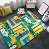 Construction Rugs for Boys Room Construction Play Non Slip Flannel Carpet for Playroom Decor Rug with Truck Tractor Print Mat