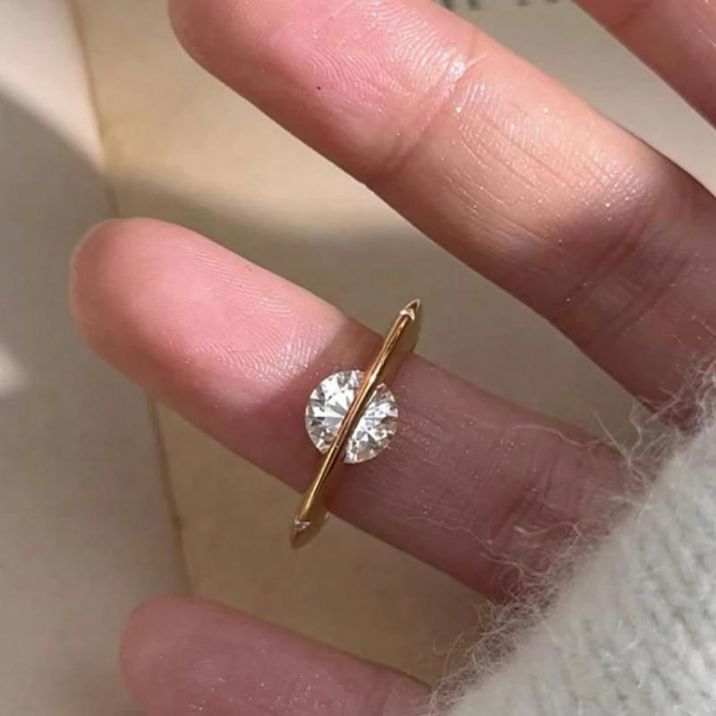 Geometric Rotating Planet Zircon Adjustable Opening Rings for Women Wedding Party Daily High Quality Jewelry