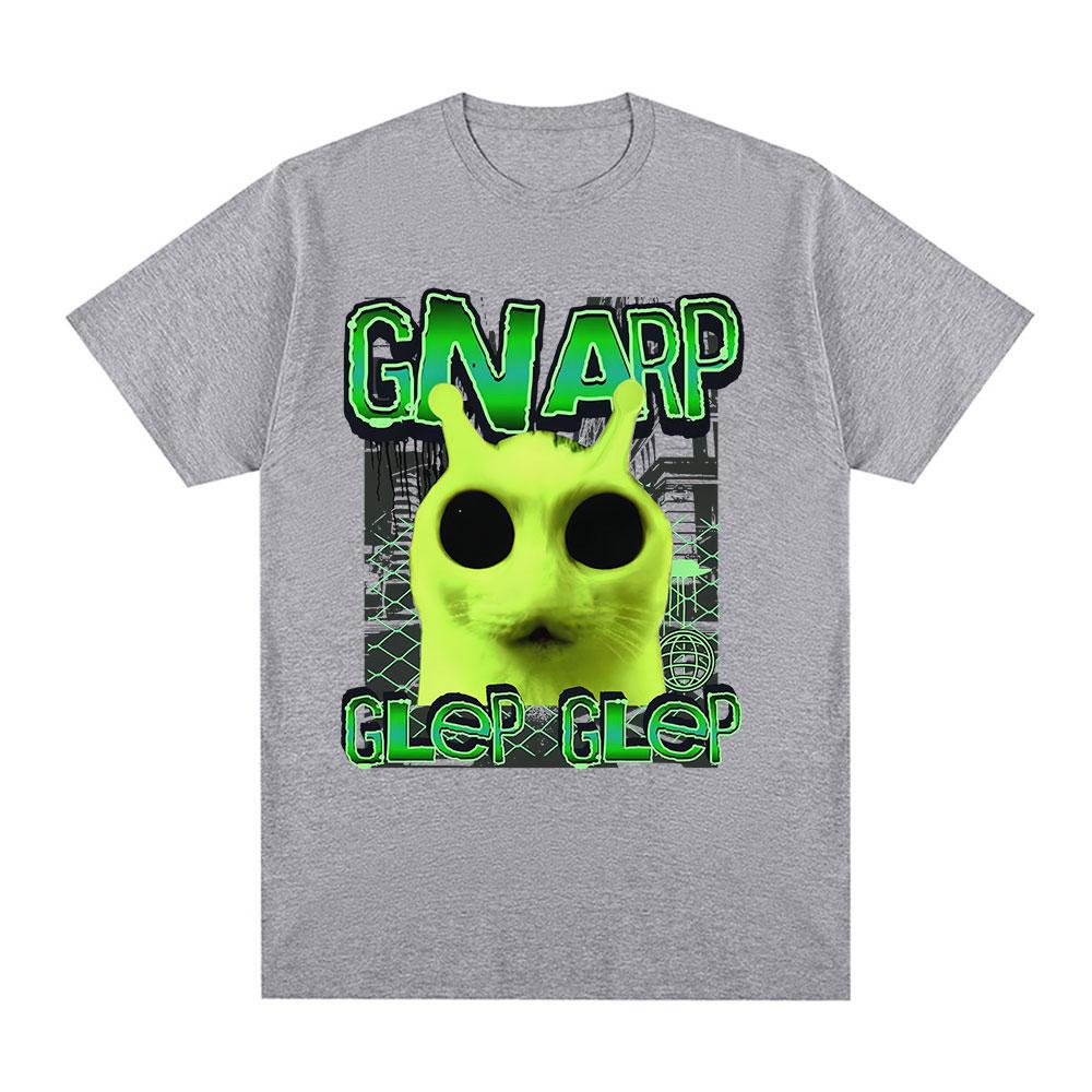 Gnarp Silly Alien Cat Meme Brainrot T Shirts Gen Z Stupid Funny Unisex Women Clothing Fashion Oversized Cotton T-Shirt Streetwear