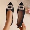 Elegant Flat Bottom Commuter Women's Shoes Soft Sole Rhinestone Design Flats Women's Single Shoes Comfortable All Day Wear Flats