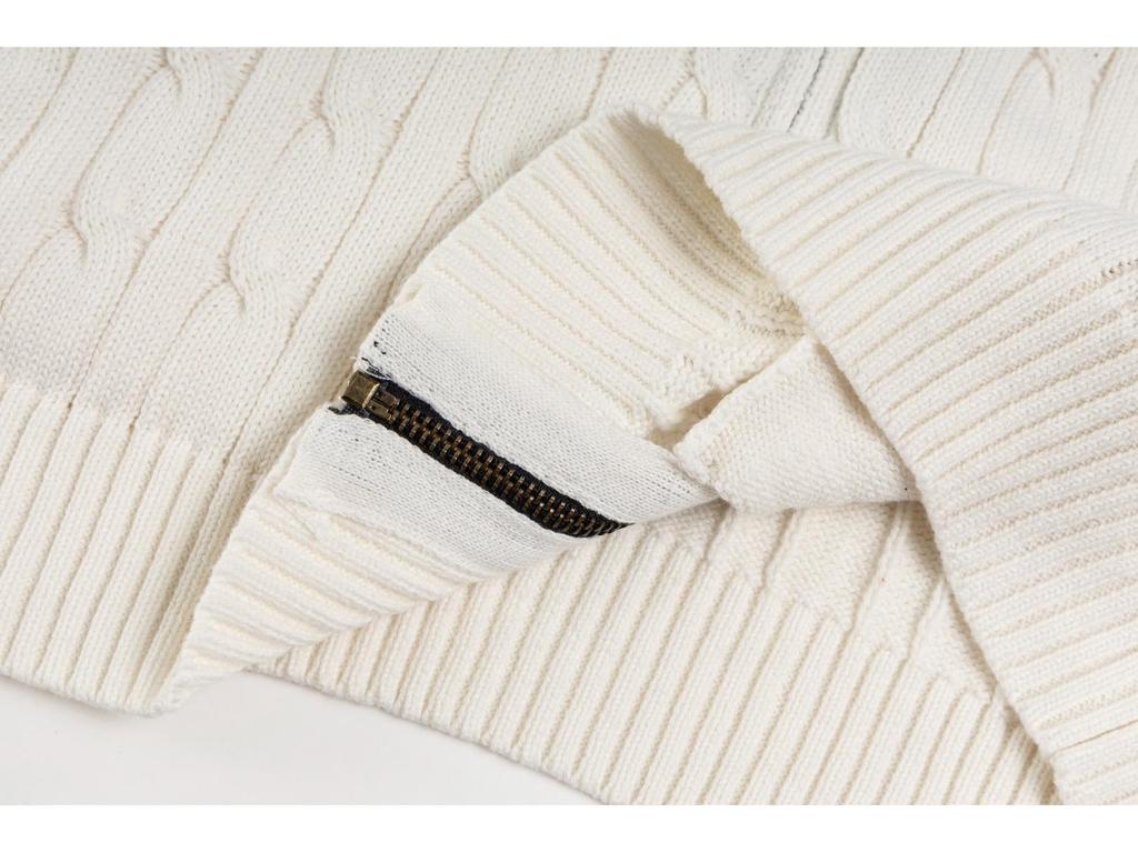 25ss Jesienno-Zimowy Wysokiej Jakości Kardigan z Splotu Warkoczowego z Kodem do Skanowania i Małym Haftowanym Logo