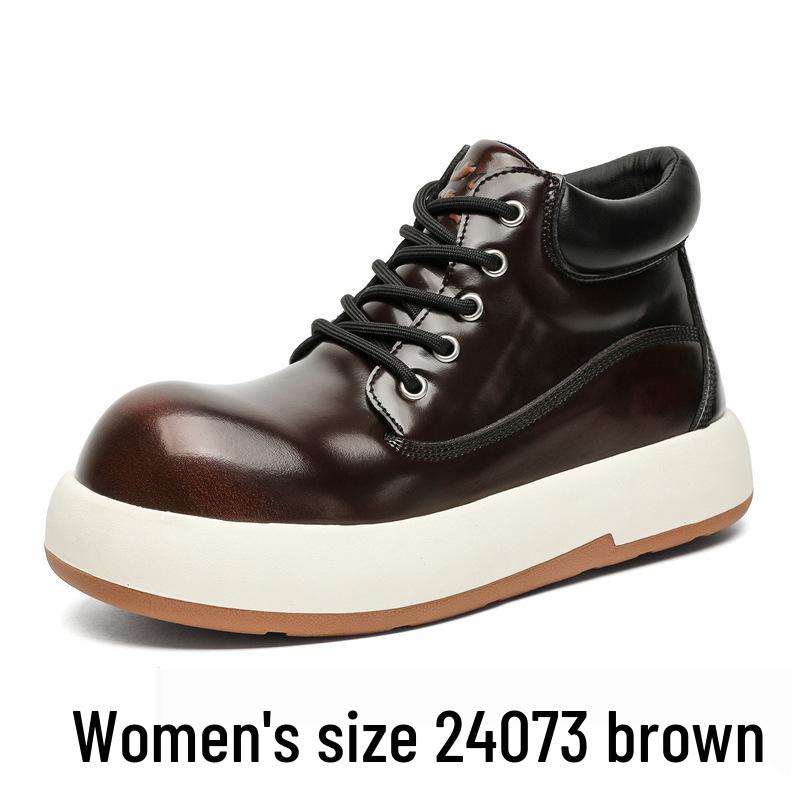 Men's Mid-Top Thick-Soled Height-Boost British Style Big-Head Bread Martin Boots 24076-J