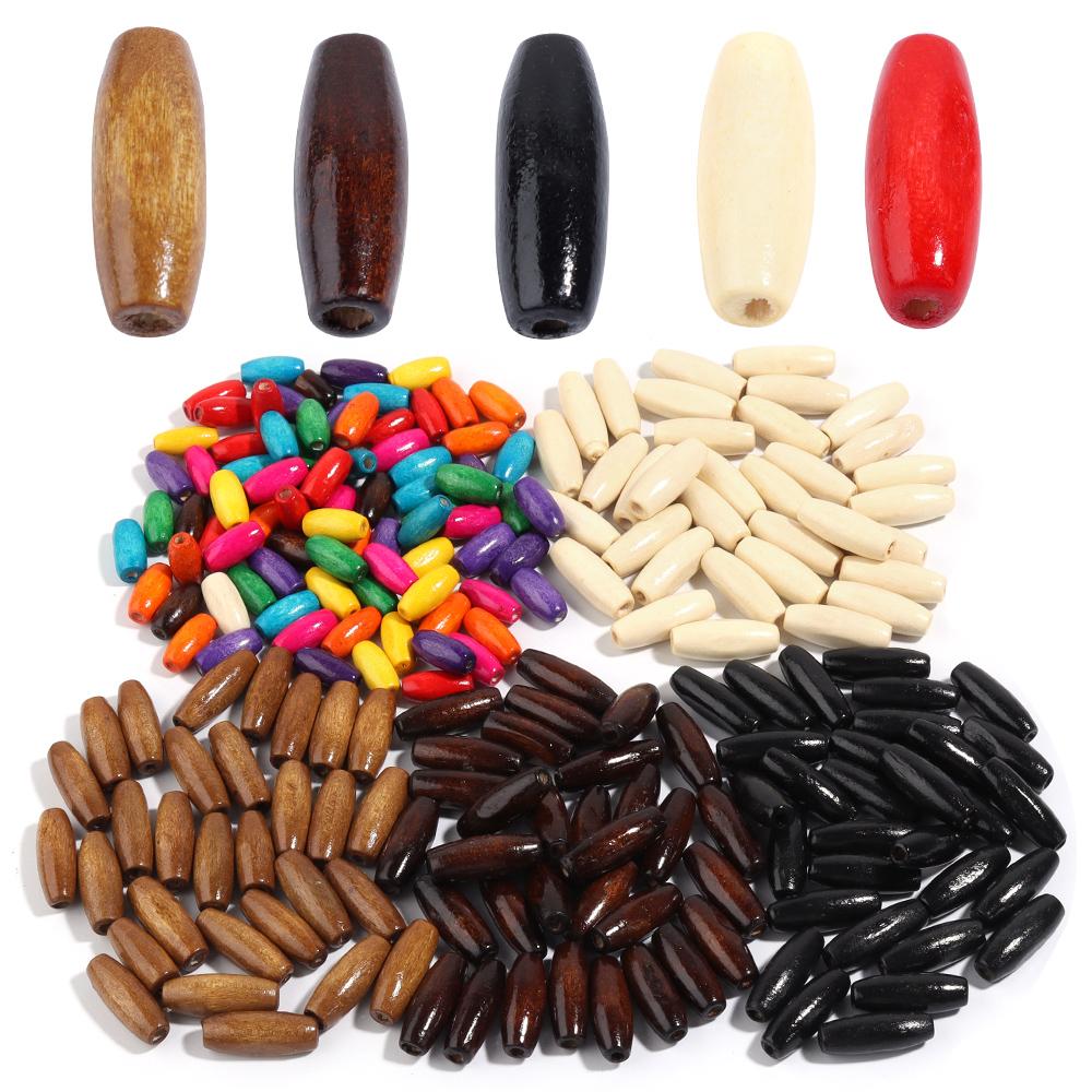 100pcs/lot Natural Wooden Beads Colorful Oval Shape Wood Beads Loose Spacer Beads For Jewelry Making DIY Bracelet Accessories
