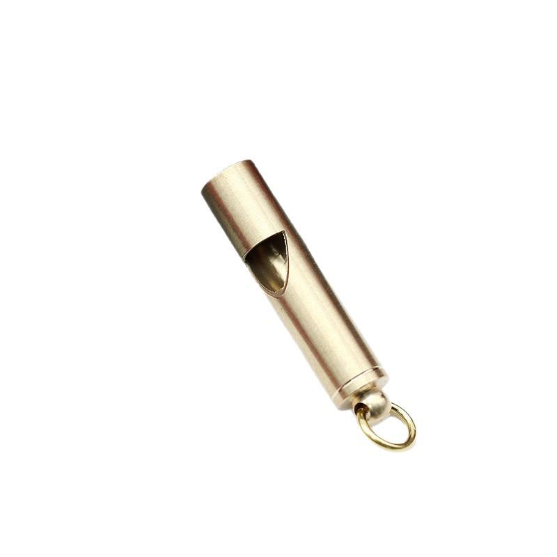 Handmade Brass Survival Whistle Keychain Pendant - Retro Yellow Pure Copper EDC Tool