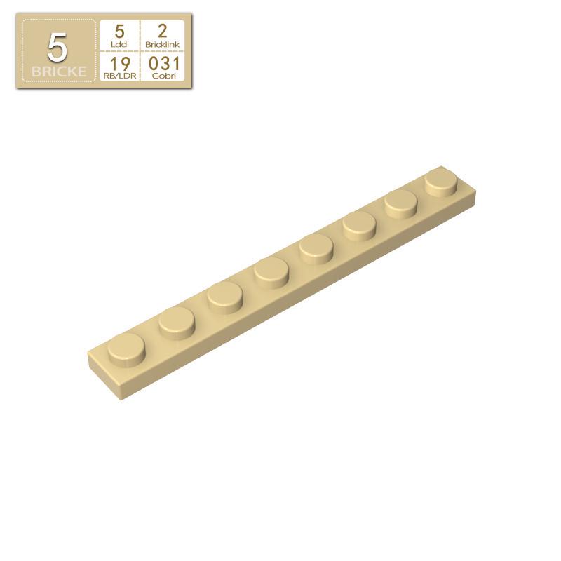 BRICKE Brick Guest 1x8 Plate, Compatible with Lego 3460, Loose Parts Building Blocks, Small Particles.