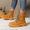 Fashion Fashion Metal Decoration Hiking Boots Women Autumn Round Toe Thick Bottom Side Zip Ankle Boots Comfort Non Slip Outdoor Shoes