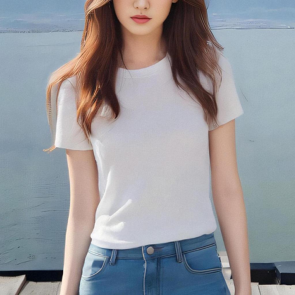 "High-Quality European Tencel Wool Slim Fit Short-Sleeve Women's T-Shirt - New Summer Fashion, Round Neck, High-End Style"