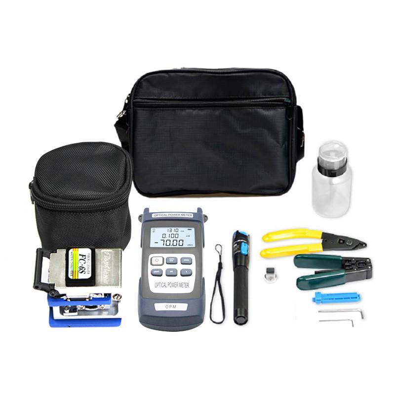 FTTH Fiber Optic Tool Kit: Fusion Splicer, Power Meter, Red Light Pen, Miller Pliers, Cutting Knife, Tool Bag.