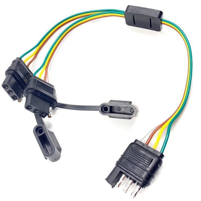 ABBP-For LED Tailgate And Trailer Lights Compatible 4 Pin Flat Y-Splitter Plug Adapter With Dual Output