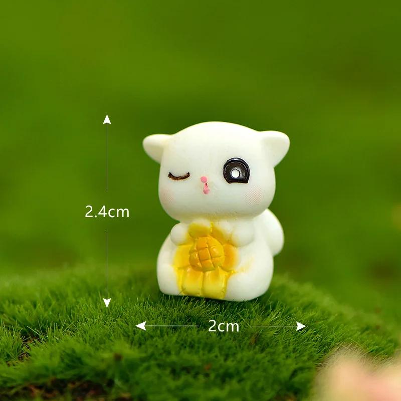 Sunflower Kitten Cute Cats Mini DIY Desktop Accessories Cartoon Small Animal Resin Crafts Succulent Bonsai Decoration 2025 New