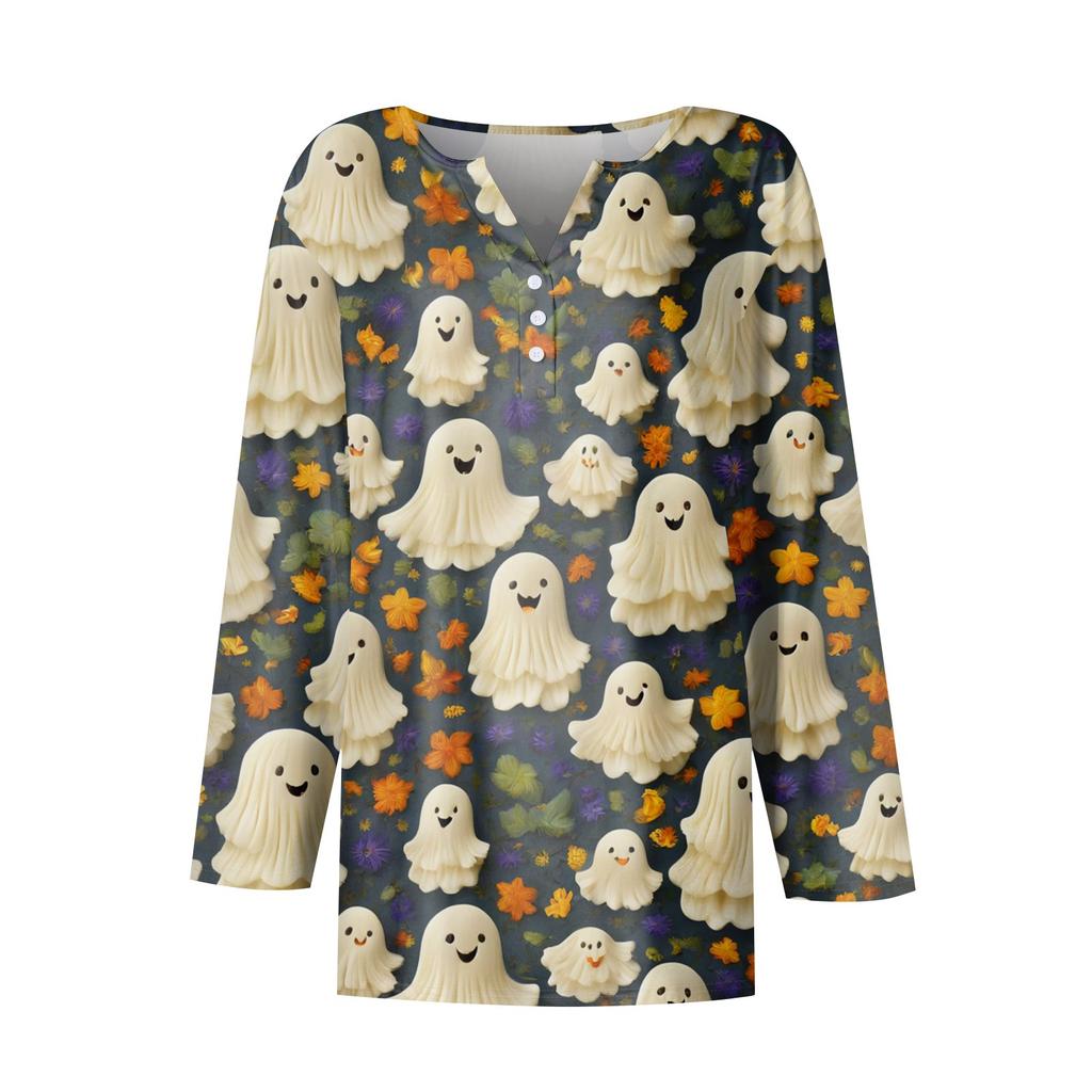 Women's Casual Fashion Sexy Comfortable V-Neck Halloween Seven Sleeve Top