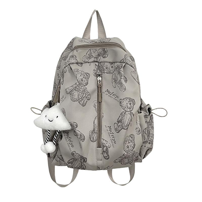 Schoolbag Printed Bear School Bag 1011 New Women's Fashion Large Capacity Cute Versatile Backpack Junior High School Backpack Female