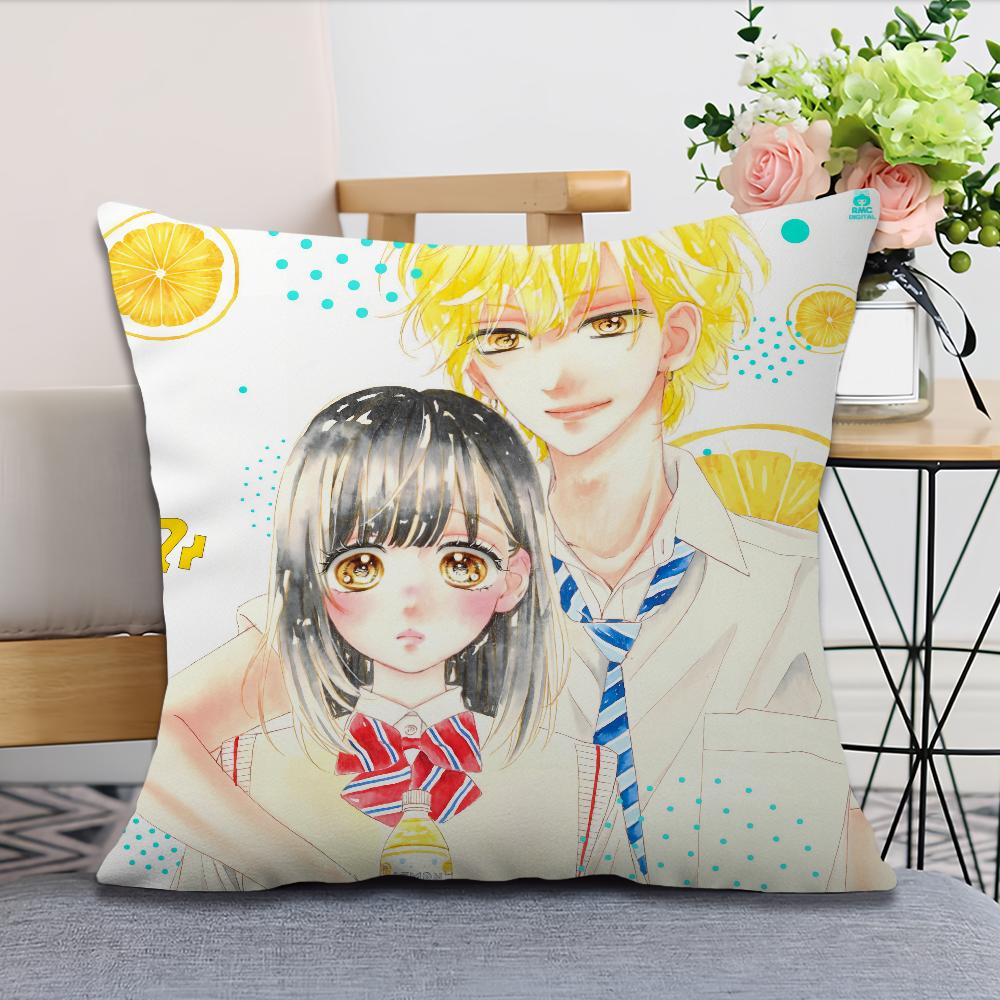 Soft Comfortable Pillow Case for Sofa Soda Living Couple Anime Manga Room Home Office Decor H-Honey L-Lemon and Protective Cover