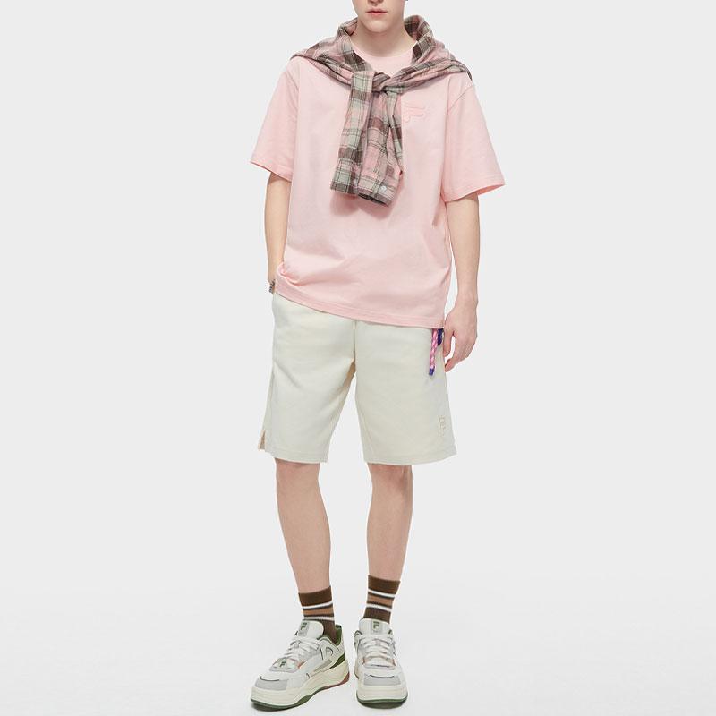 Fila Fusion FOB Logo Printed Knitted Straight Casual Shorts Unisex Shorts Off-White Beige T11U423603F-IV